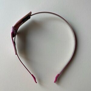 Nordstrom Hot Pink Satin Skinny Headband with Silver Rhinestone Accent